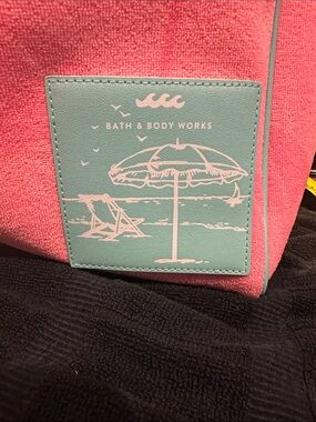 Bath & Body Works Coral Pink Tote with Teal Beach Patch